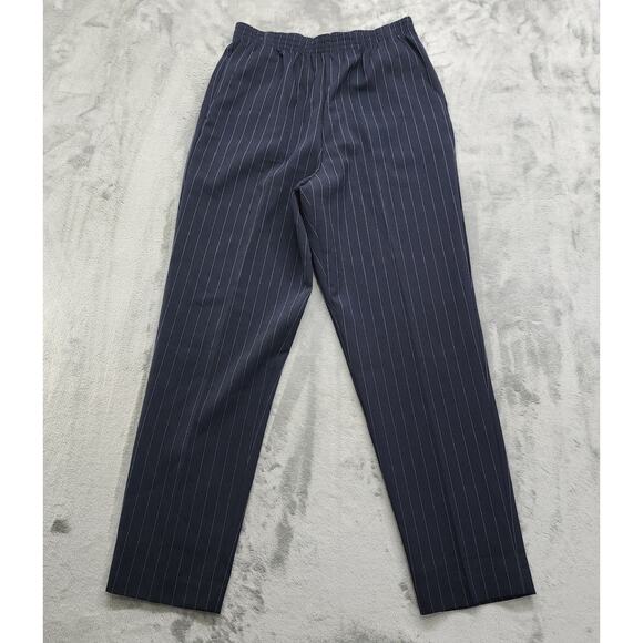 Vintage Donnkenny Classics Pants Womens 12 Blue White Striped Stretch Tapered - Picture 1 of 10